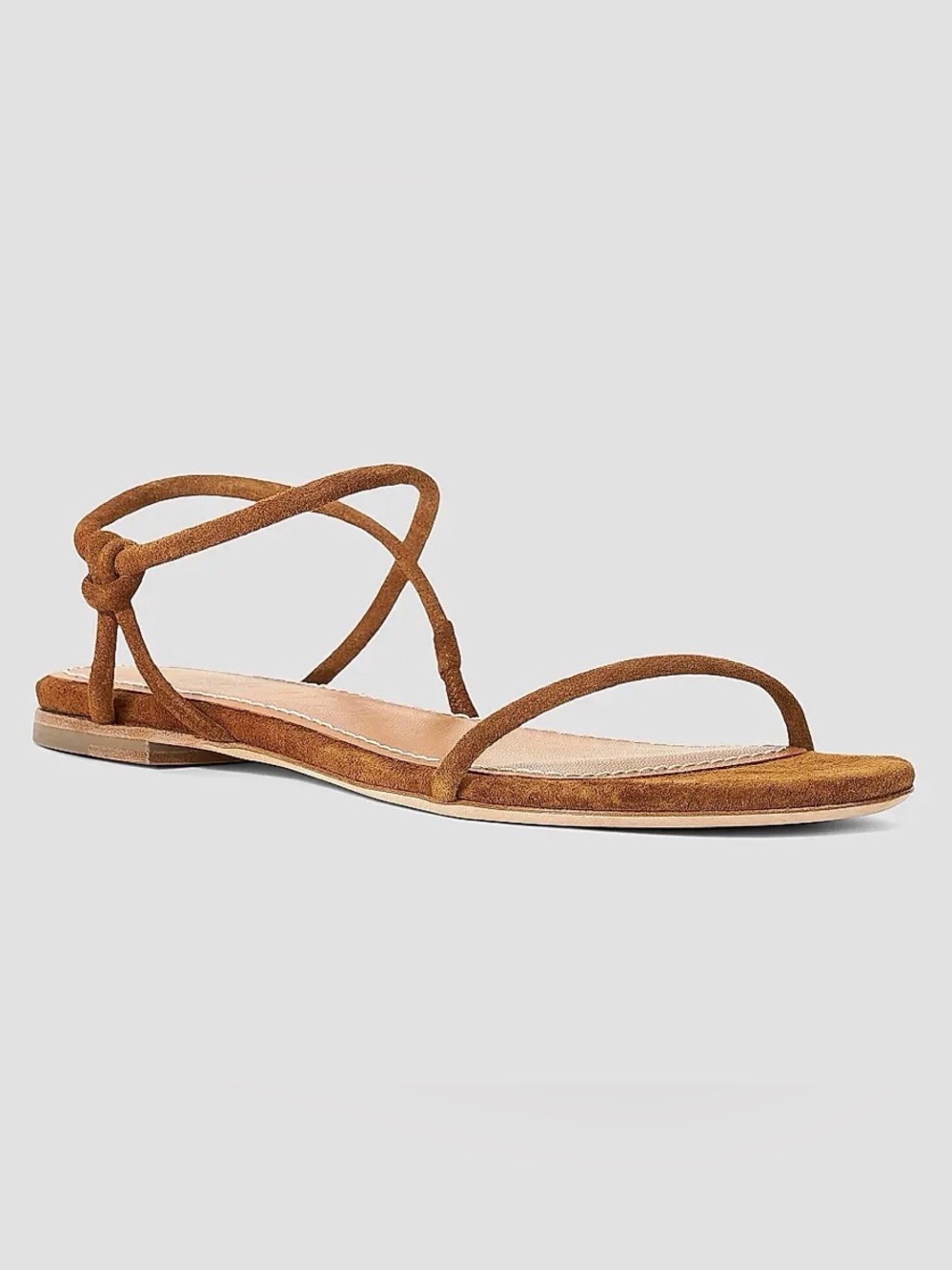 STAUD Laurel Suede Flat Sandal in Brown - Size 38 (8)